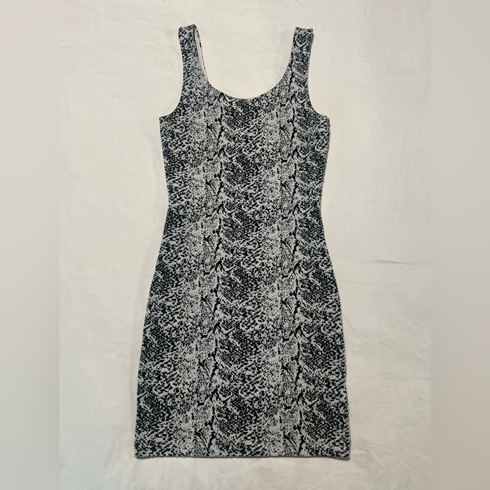 White Snakeskin Fitted Mini Dress
